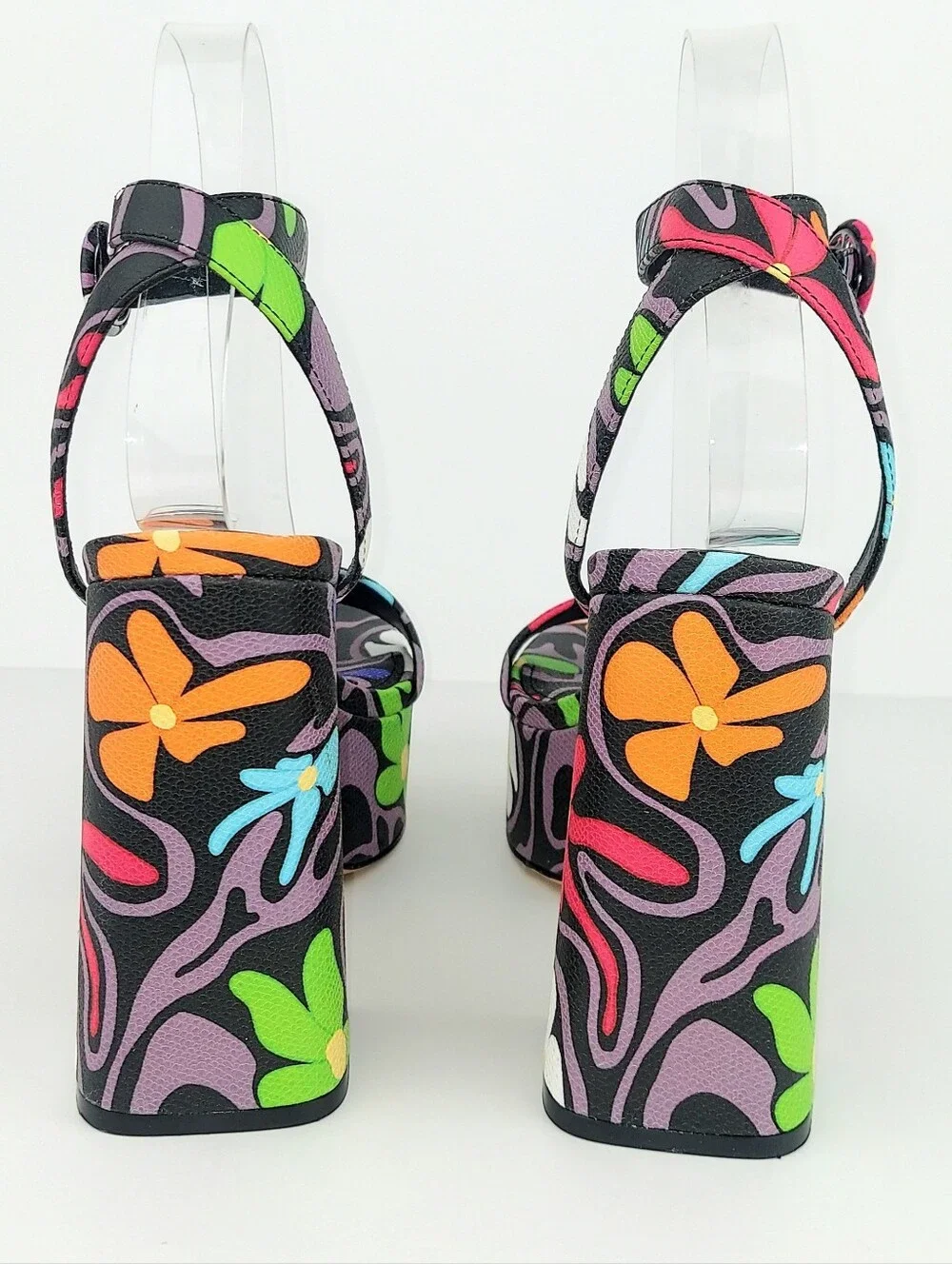 Larroude Dolly Flower Power Black Ankle Strap Sandal 7